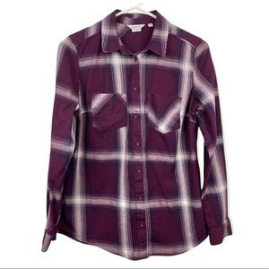 REITMEN’S Purple and White Plaid Button Down Shirt.
